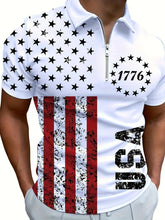 Men's 3D Digital Print Zip-Up Polo Shirt